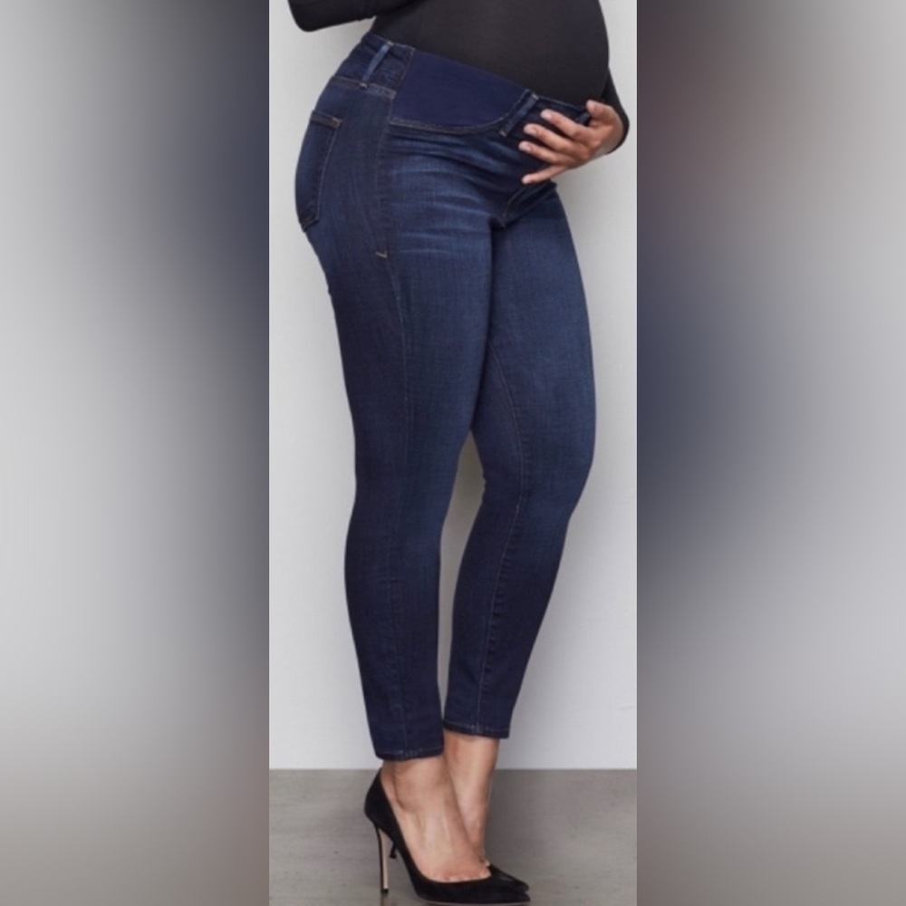 Good American Dark Blue Skinny Maternity Jeans